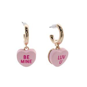BETSEY JOHNSON Pink Sweetheart Huggie Earrings
